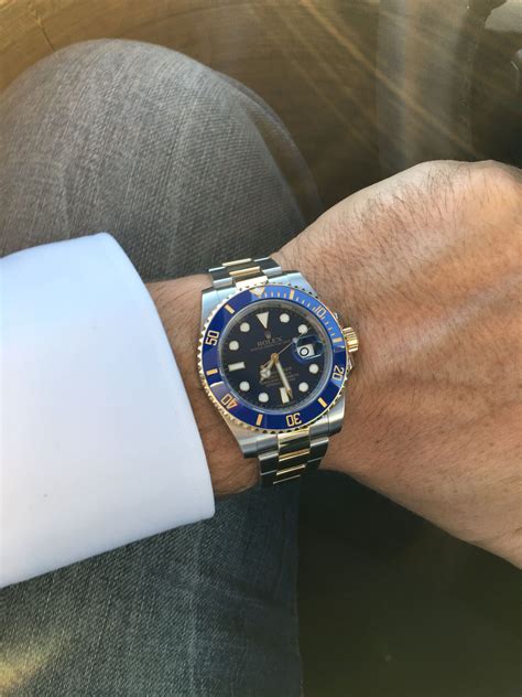 rolex submariner two-tone blue review|Rolex Submariner blue two tone.